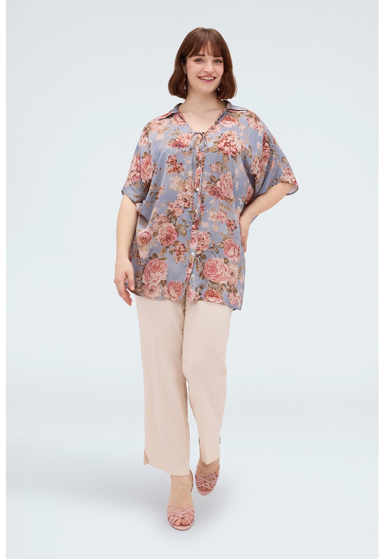 Bluza cu model floral - Gri/Roz
