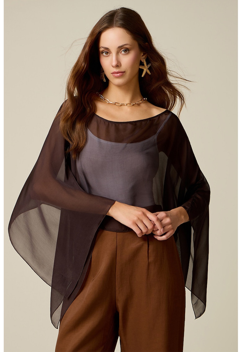 Poncho semitransparent - Maro inchis