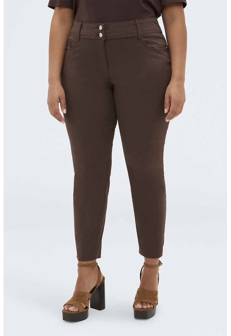 Pantaloni skinny cu talie inalta - Maro