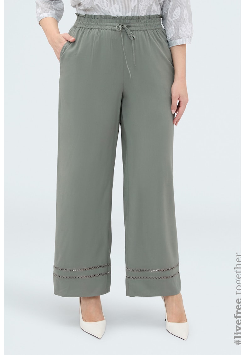 Pantaloni cu croiala ampla si snur - Verde pal