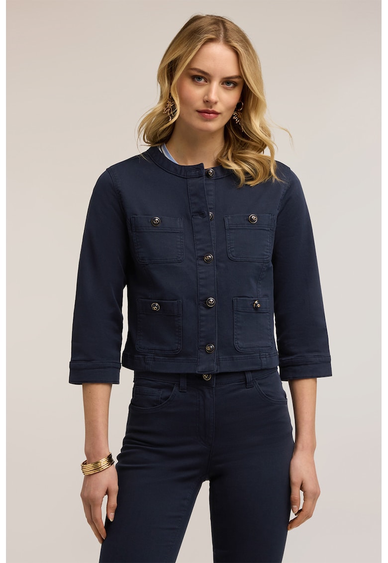Jacheta crop cu nasturi - Bleumarin