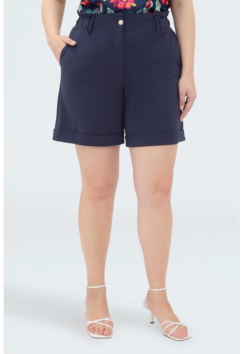 Pantaloni scurti chino cu talie inalta - Bleumarin