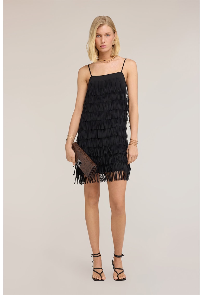 Rochie cu franjuri - Negru
