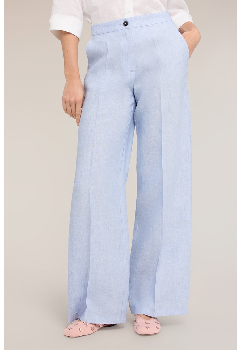 Pantaloni de in cu pliuri - Albastru pastel