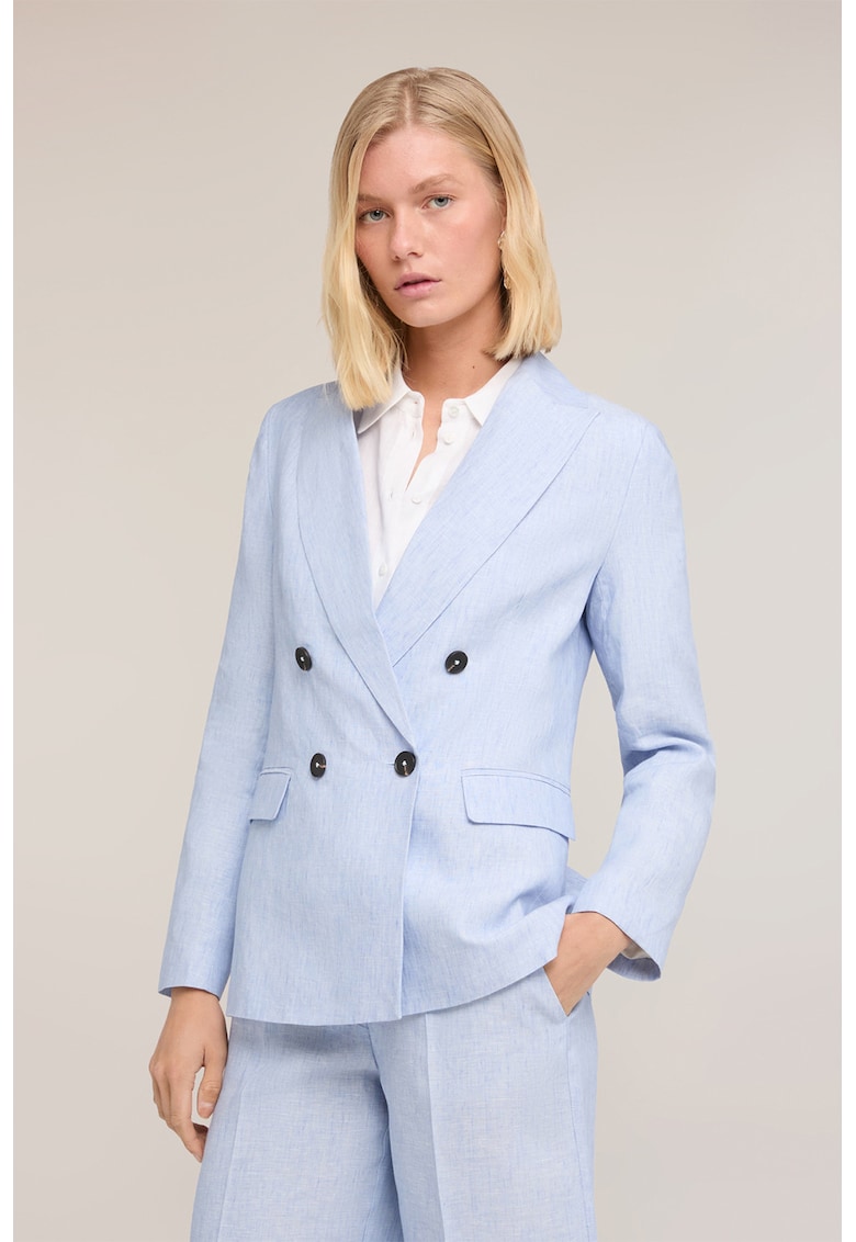 Sacou de in cu doua randuri de nasturi - Albastru pastel