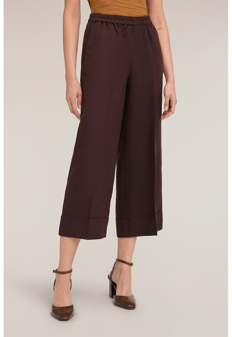 Pantaloni culotte din amestec de in si lyocell - Maro inchis