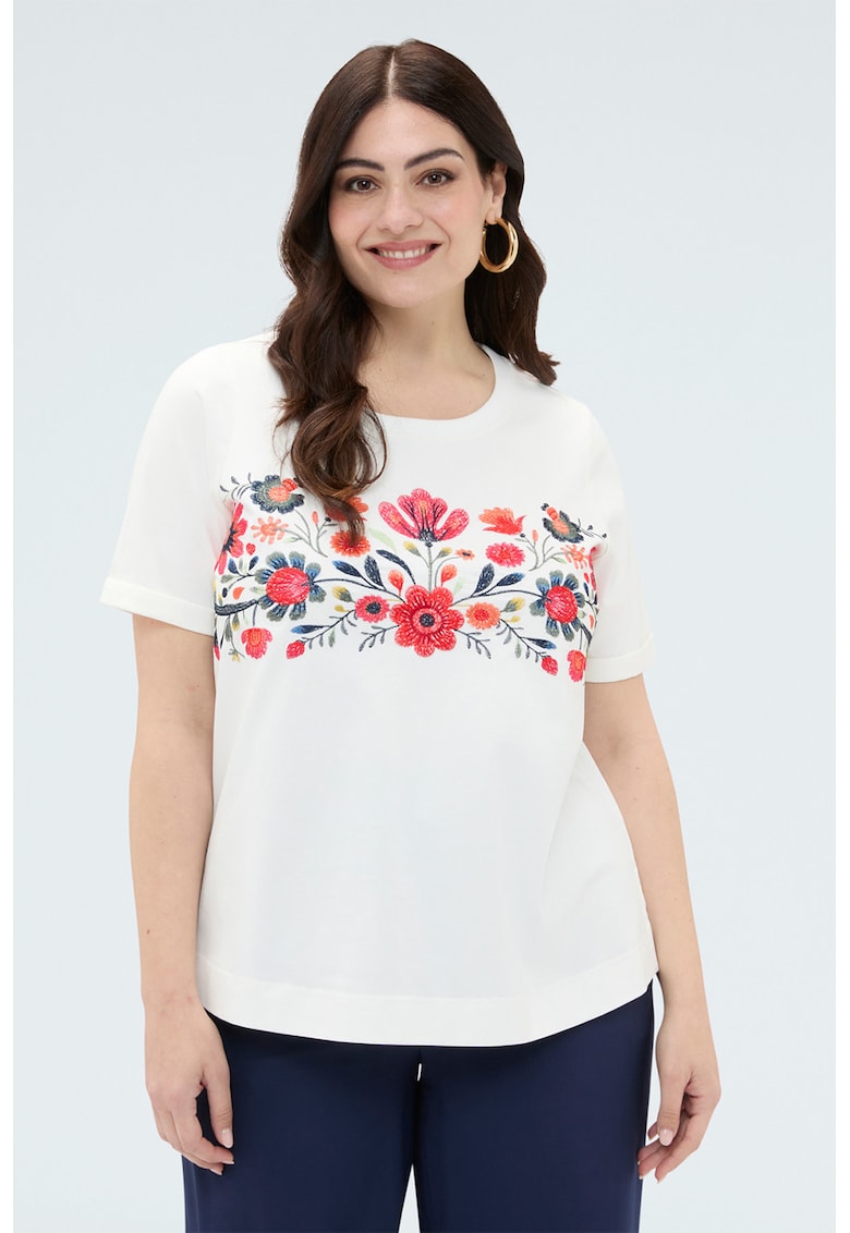 Tricou cu imprimeu floral - Alb