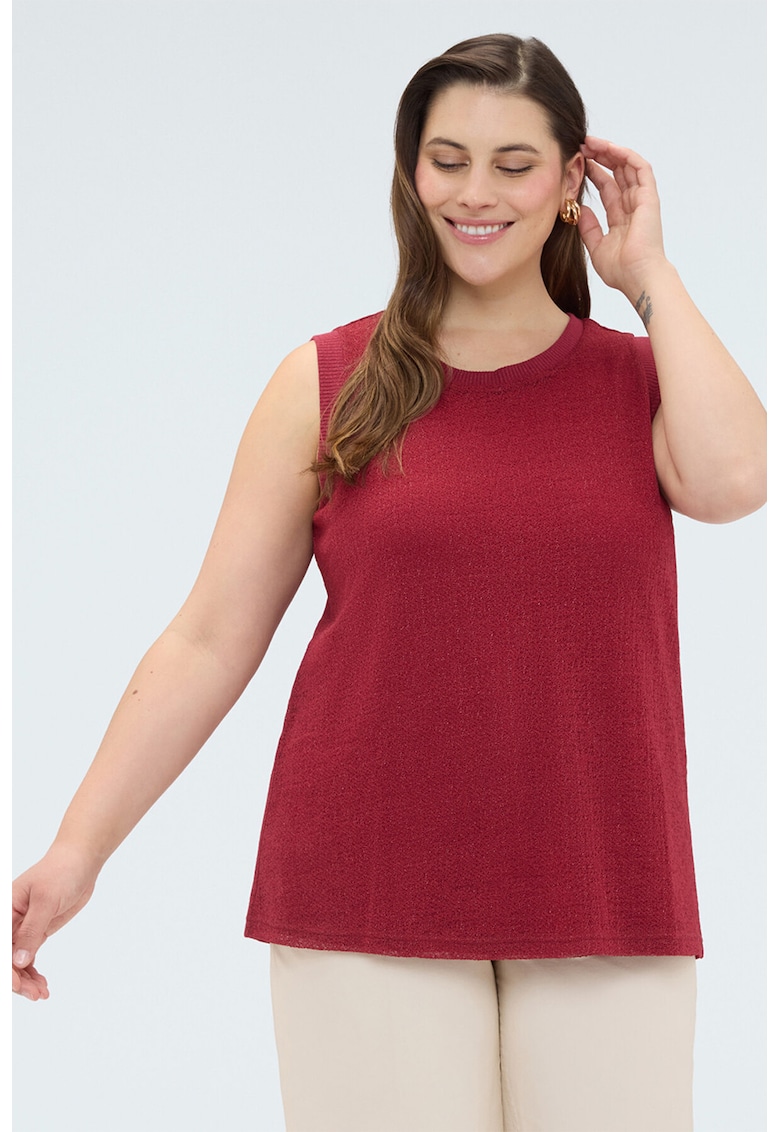 Bluza tricotata cu decolteu rotund - Visiniu