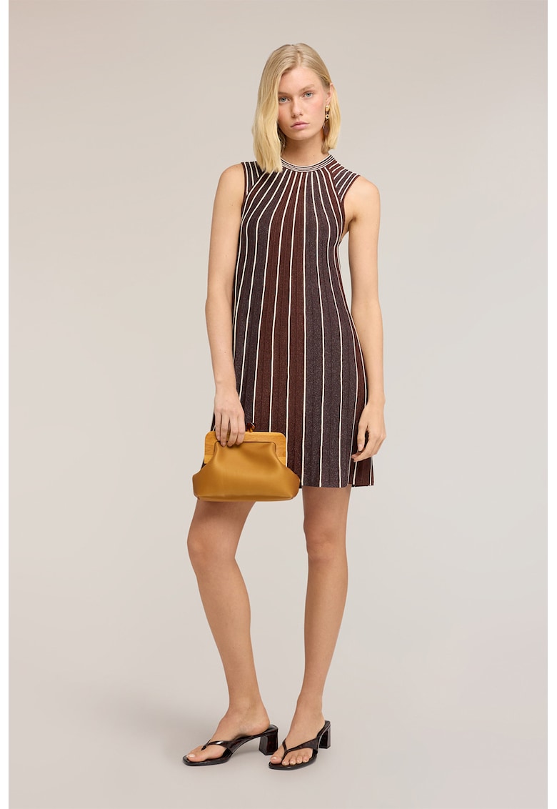 Rochie mini cu model in dungi - Maro
