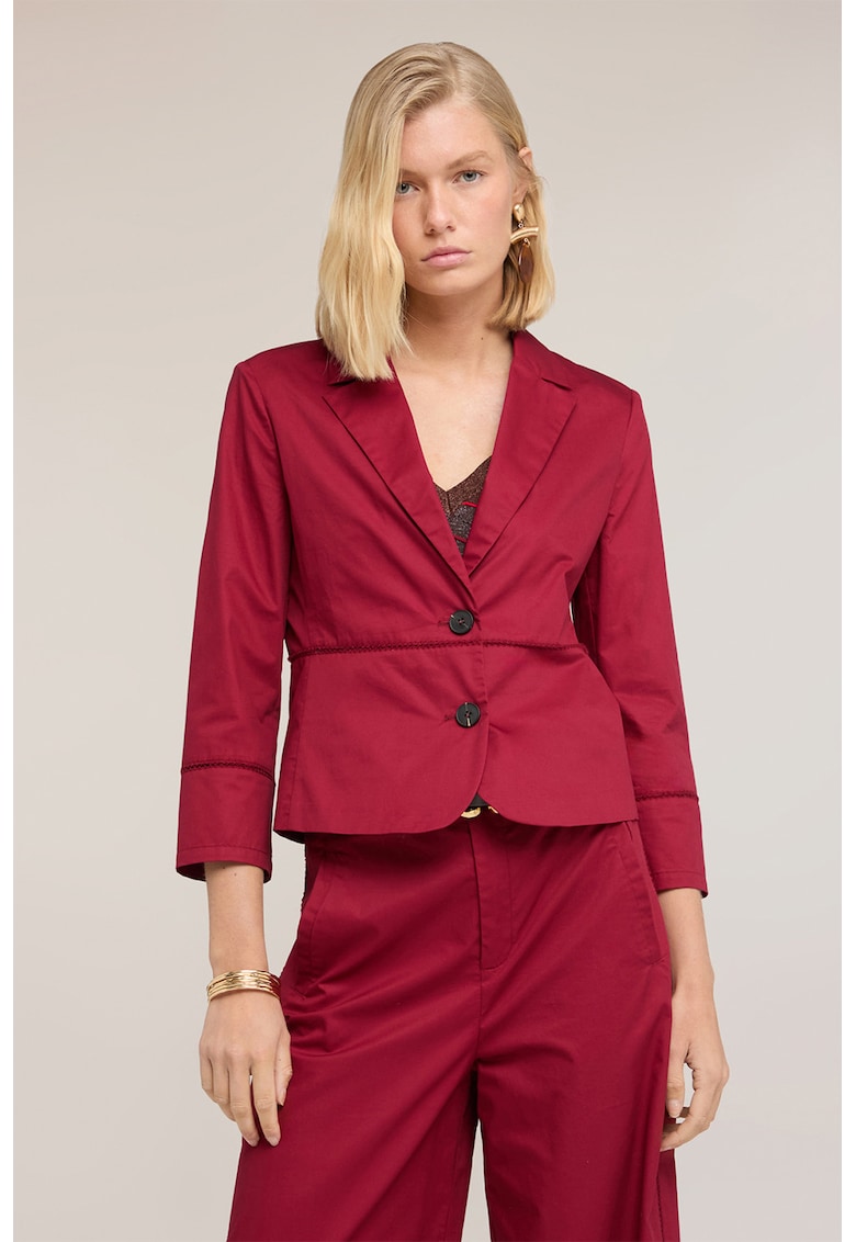 Sacou crop de bumbac - Rosu inchis