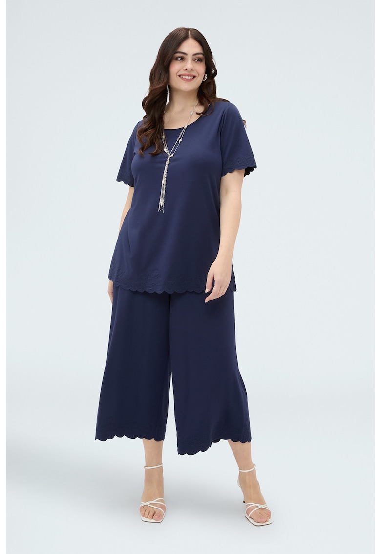 Tricou cu terminatii valurite - Albastru inchis