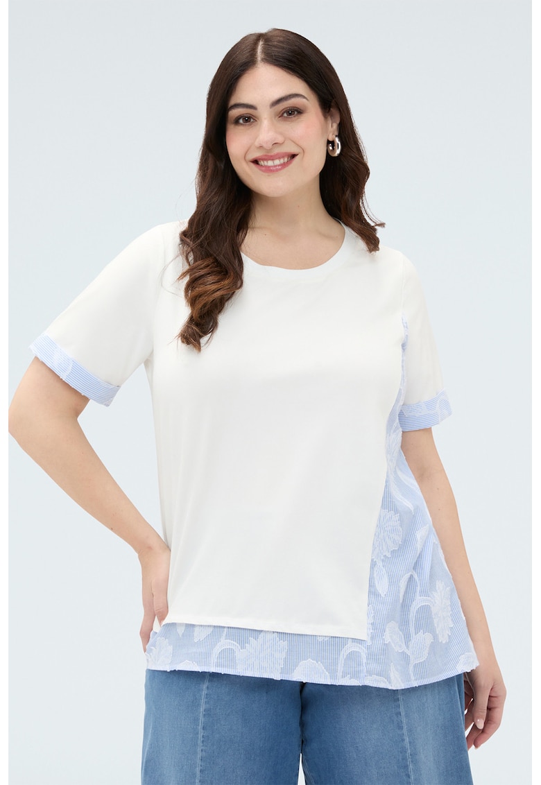 Tricou asimetric cu decolteu rotund - Alb
