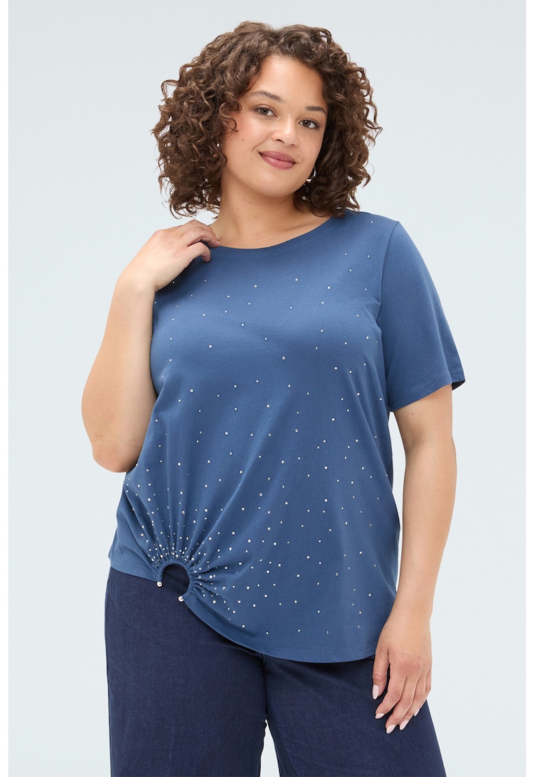 Tricou cu strasuri - Albastru prafuit