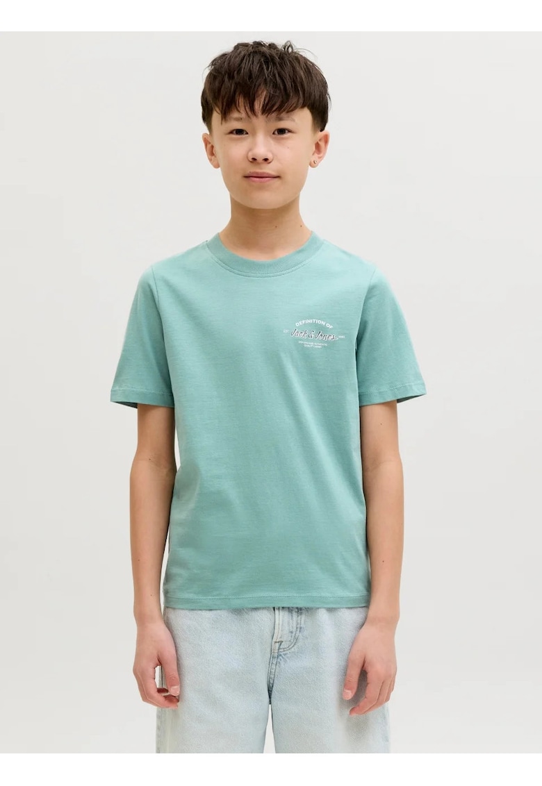 Tricou cu decolteu la baza gatului si logo - Verde deschis