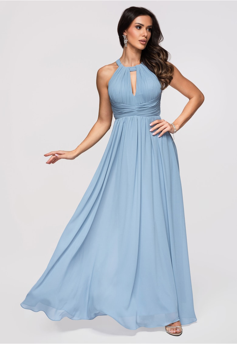 Rochie maxi evazata din chiffon - Pentru Femei - Albastru