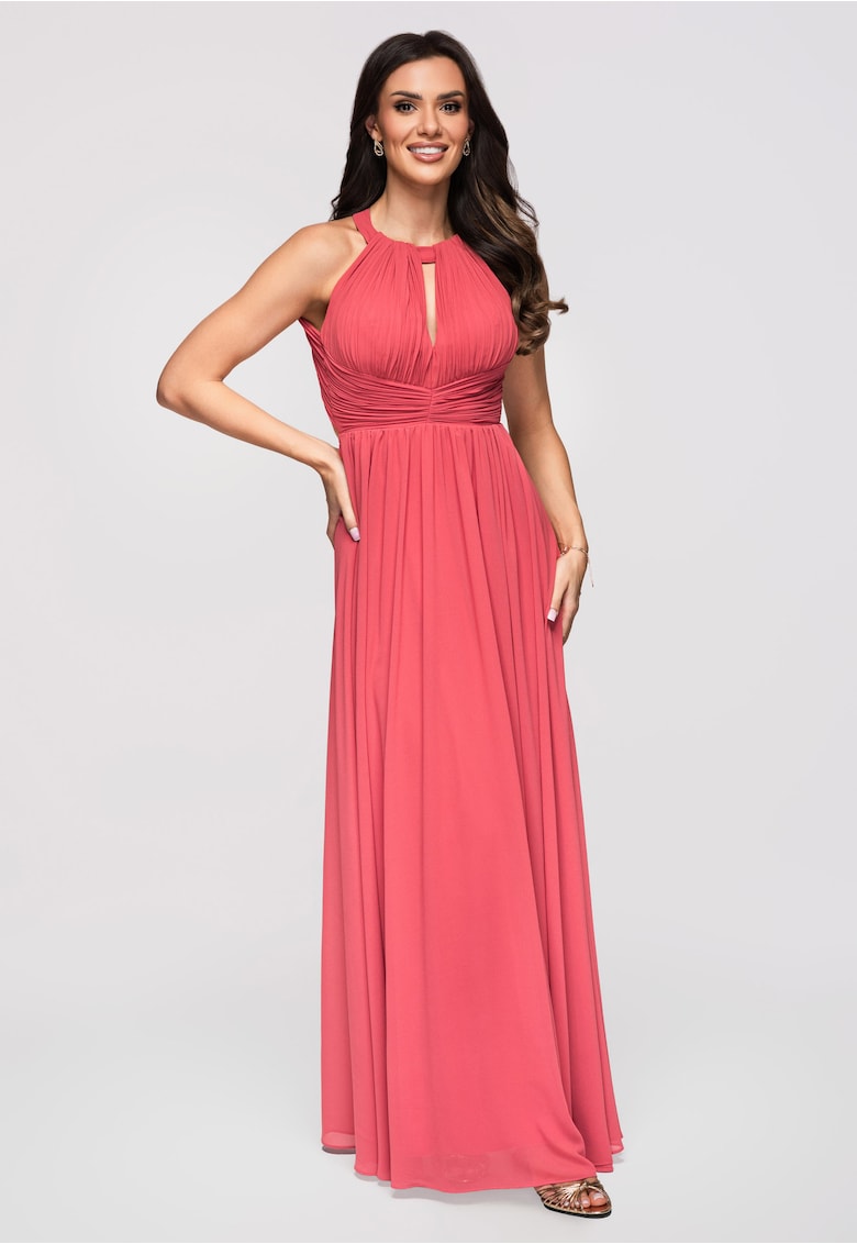Rochie maxi evazata din chiffon - Pentru Femei - Roz