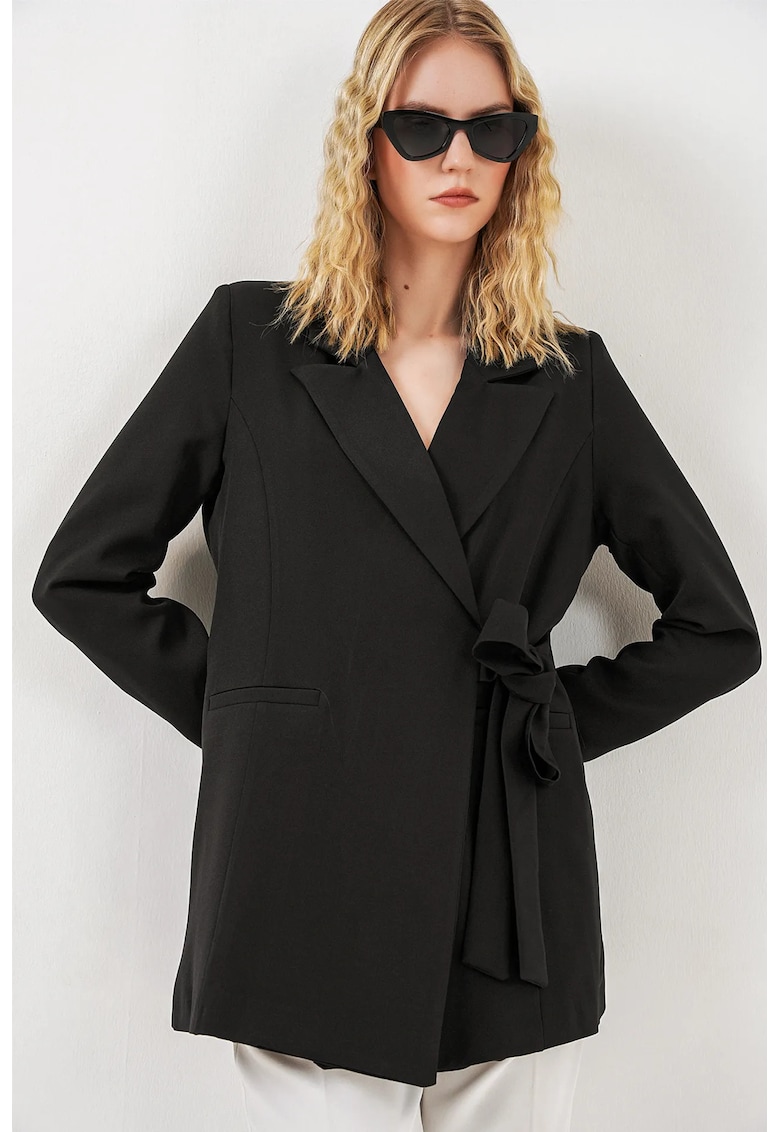 Sacou dama - guler sal - negru - poliester-elastan