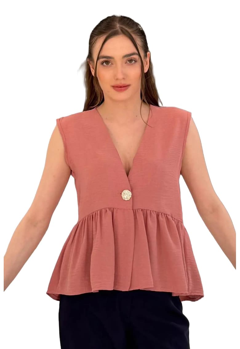 Top dama - Roz prafuit - Decolteu in V