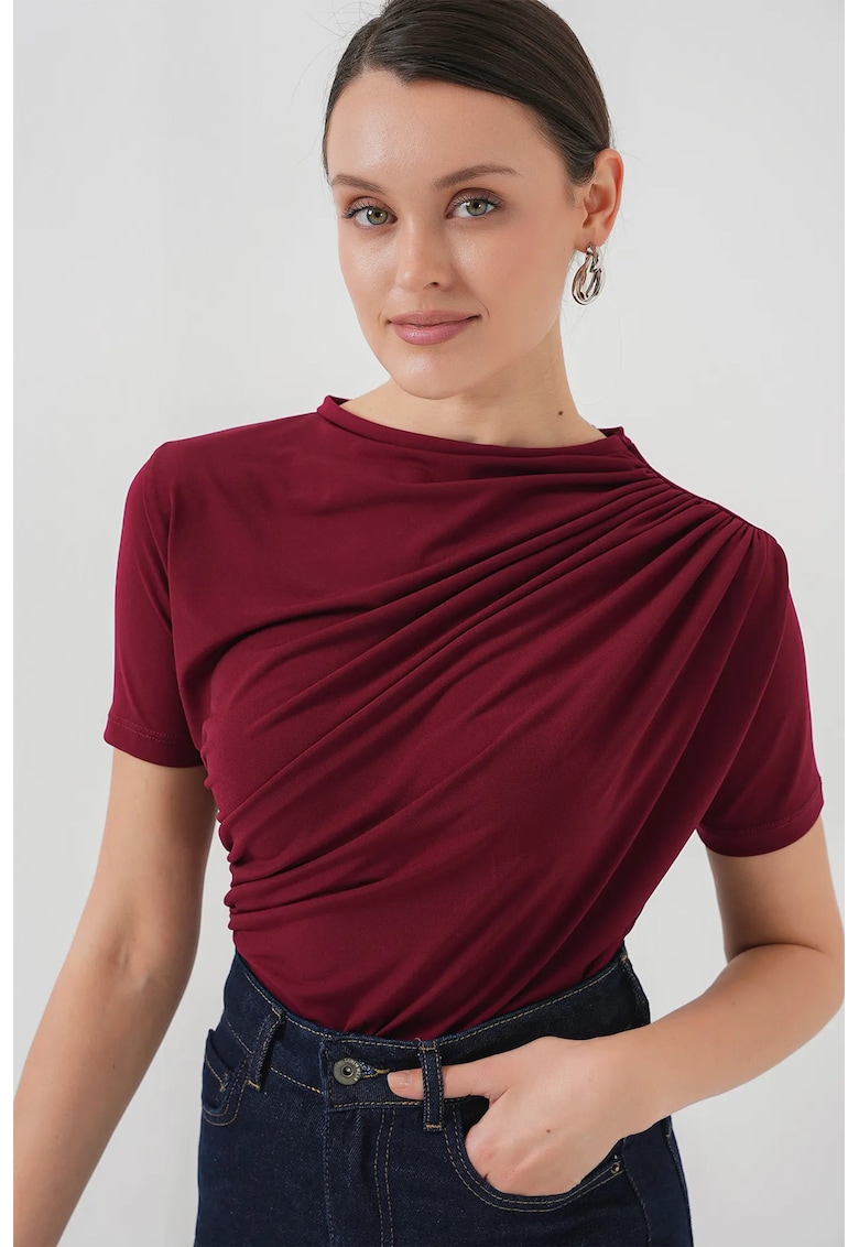 Bluza dama - Guler rotund - Bordeaux