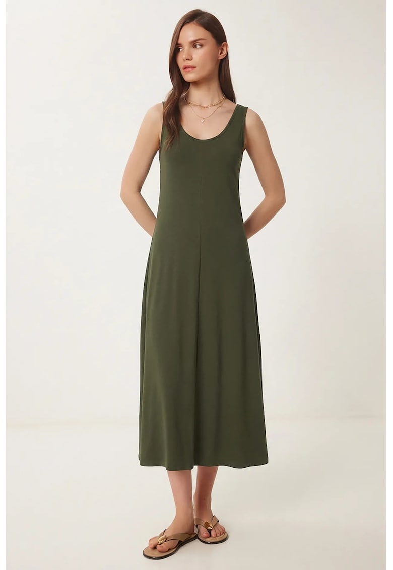 Rochie Midi - Happiness Istanbul - bumbac - kaki