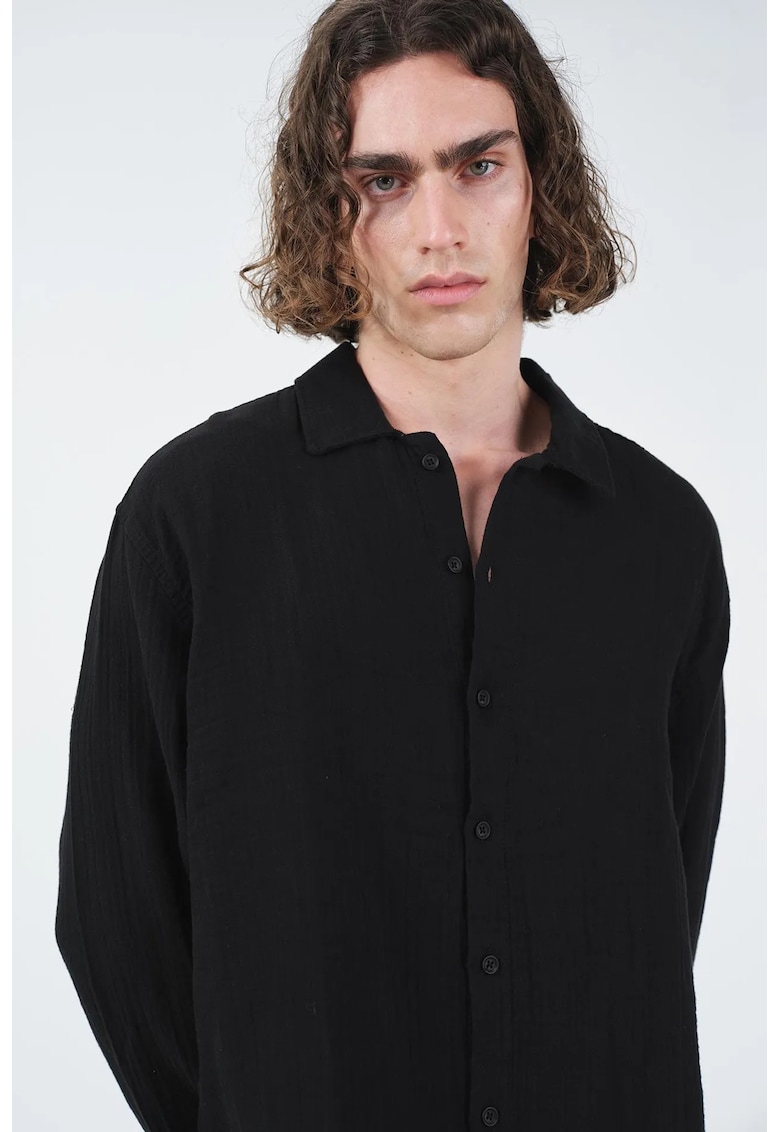 Camasa barbati - cu maneca lunga - neagra - bumbac