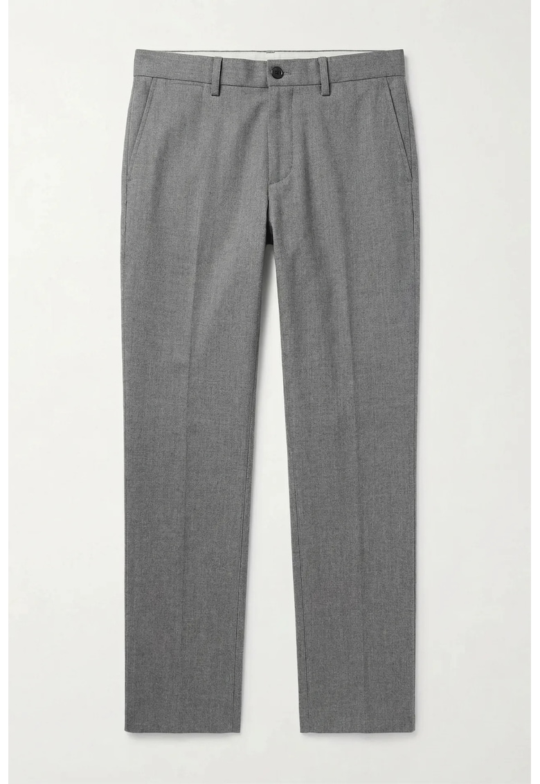 Pantaloni dama - talie medie - picior drept - gri - poliester