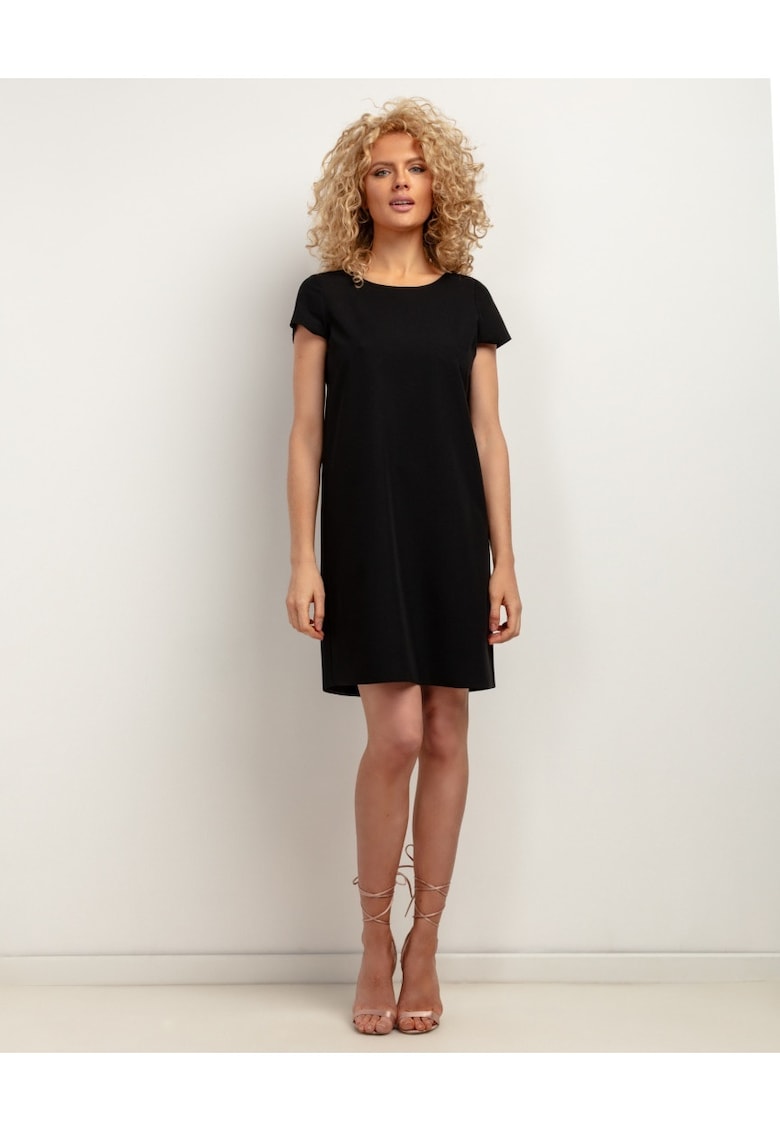 Rochie uni cu pliu inversat T441