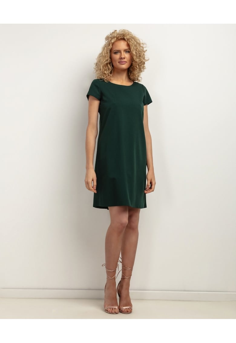 Rochie uni cu pliu inversat pe spate T441
