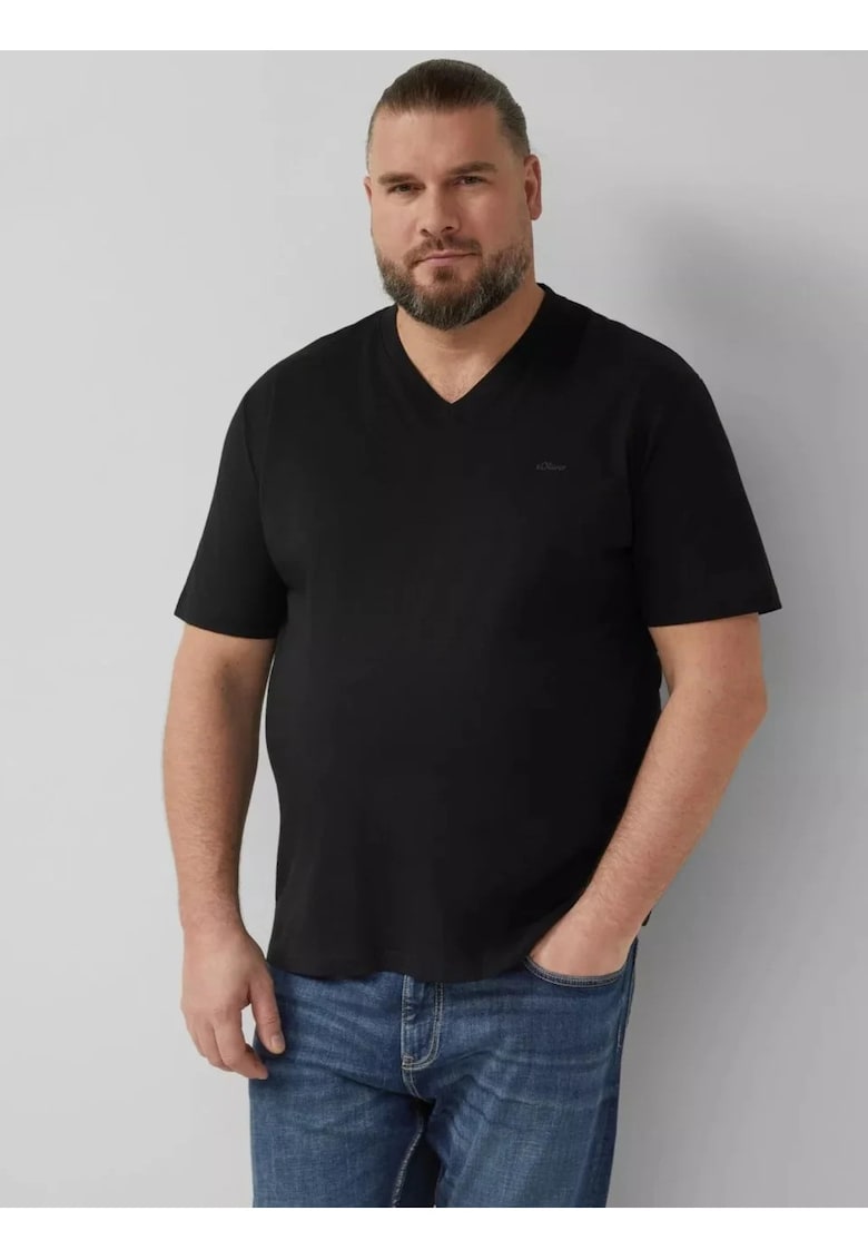 Big Sizes Tricou barbati big sizes cu anchior - din bumbac - Regular fit - Negru