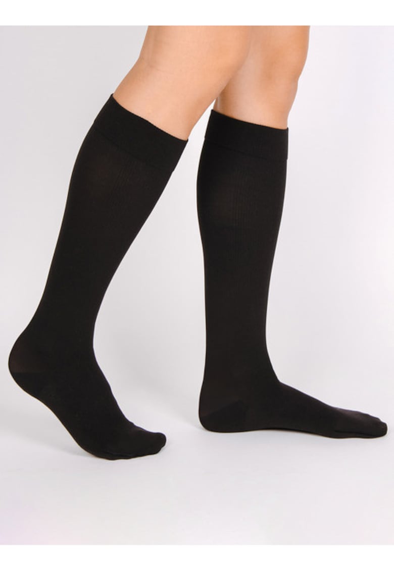Sosete lana merinos lungi sub genunchi S008 - Negru
