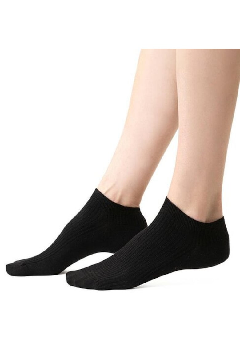Sosete scurte raiate bumbac S137 - Negru