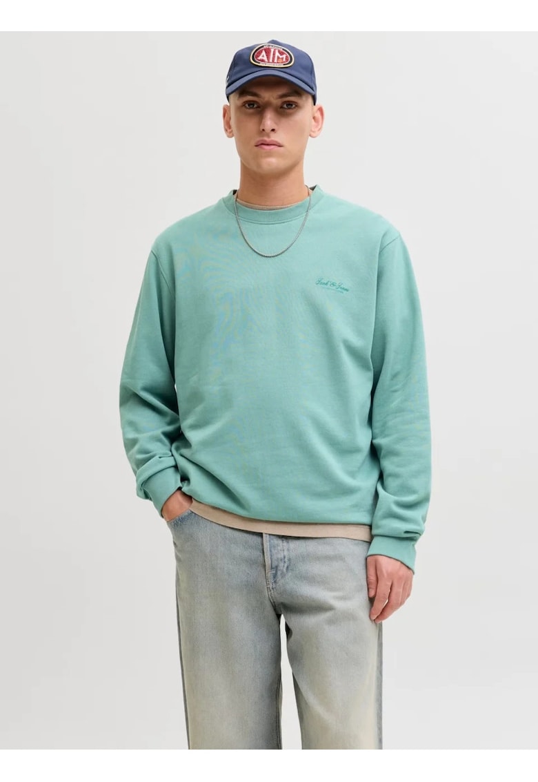 Bluza de trening din amestec de bumbac cu decolteu la baza gatului - Verde deschis