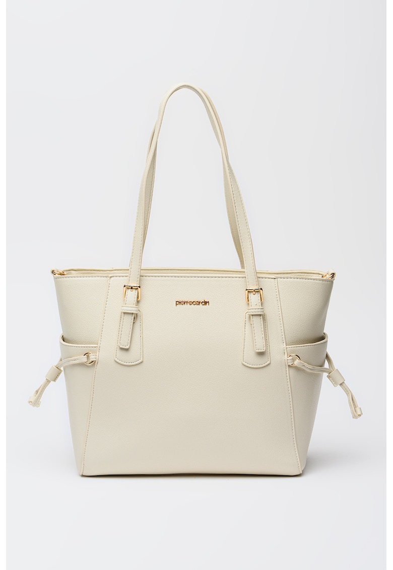 Geanta shopper cu buzunare laterale - Bej deschis