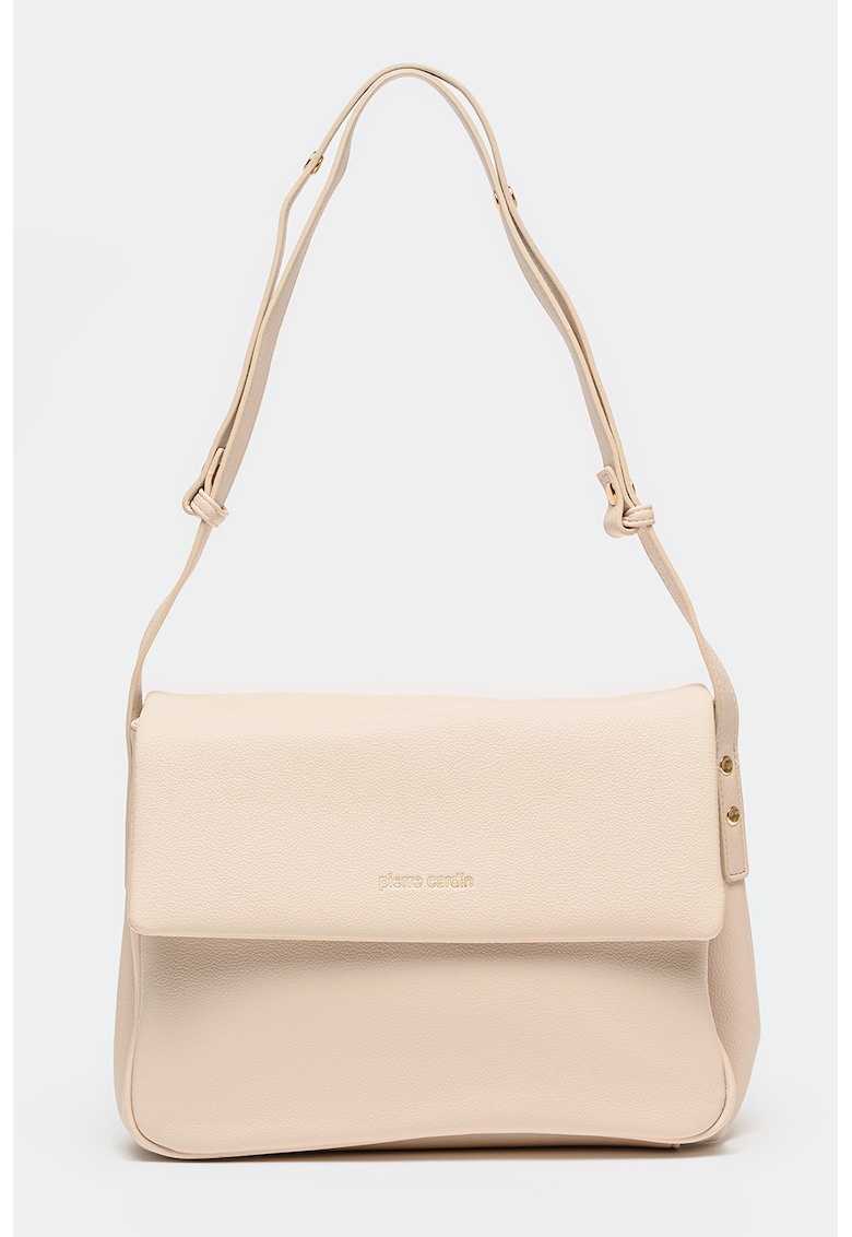 Geanta crossbody din piele ecologica cu clapa - Bej deschis