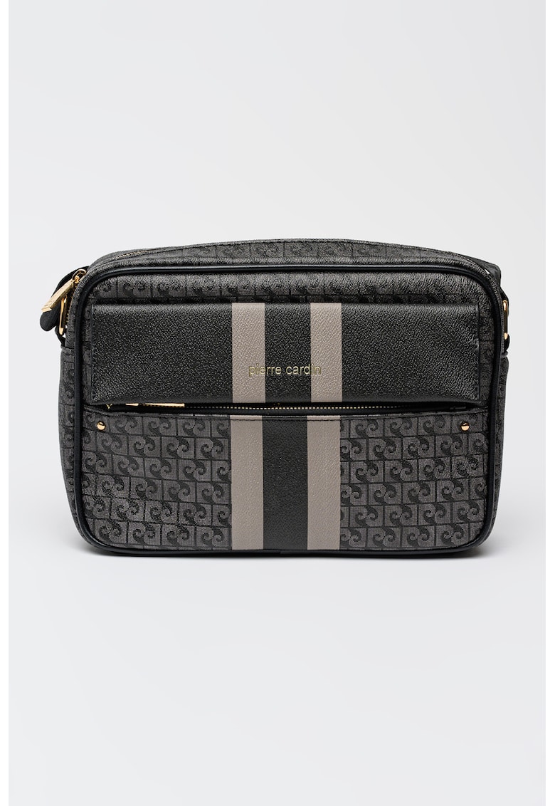 Geanta crossbody din piele ecologica cu model logo - Negru