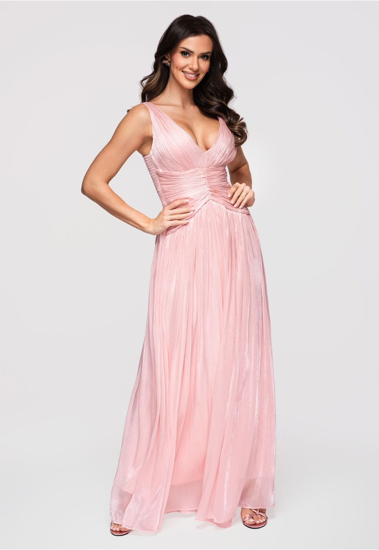 Rochie lungă elegantă din voal - Roz