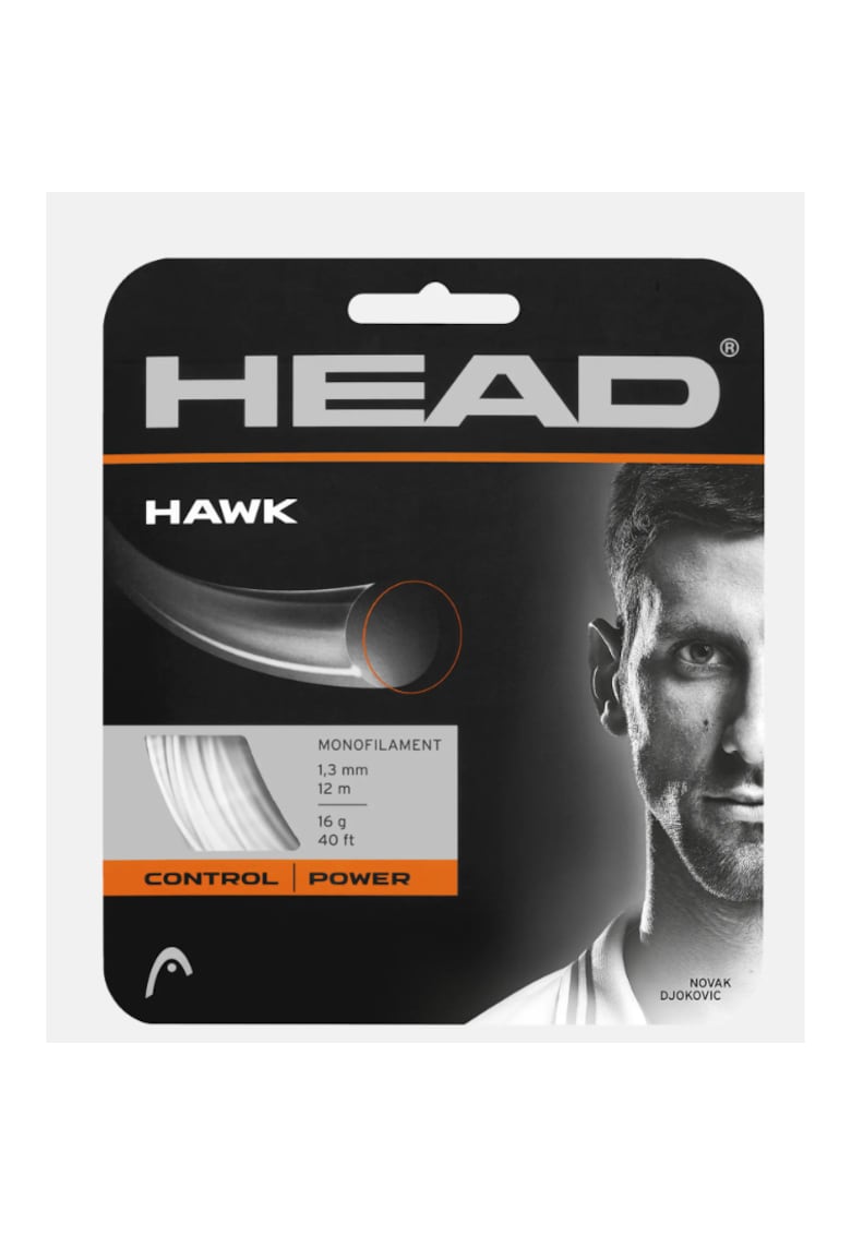 Snur tenis - Alb - 1.20mm/12m - Hawk Monofilament Poliester Crystal Core Control+Power