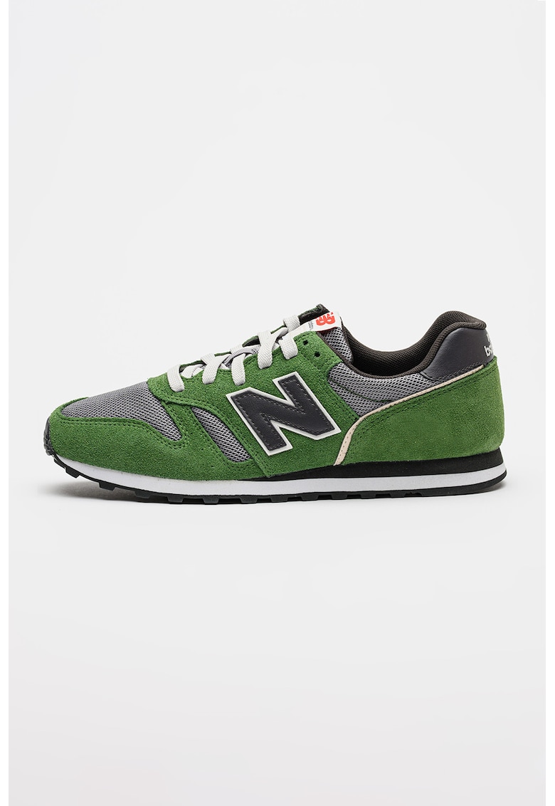 Pantofi sport 373 cu insertii din piele intoarsa - Gri/Verde englez