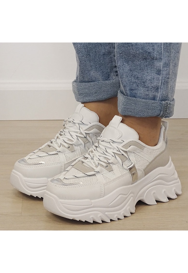 Sneakers albi cu talpa groasa DKB9201 M4 19949 - Alb
