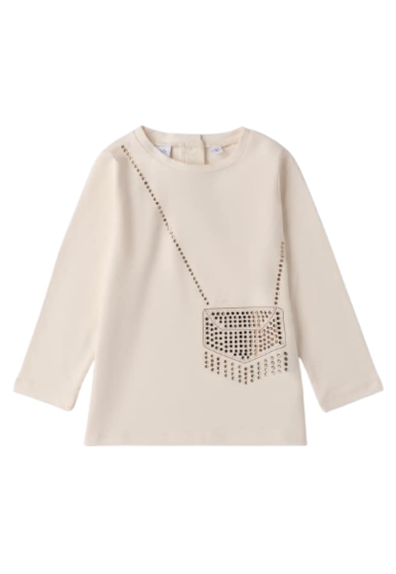 Bluza din Bumbac Peach-Touch cu Geanta din Strass-uri