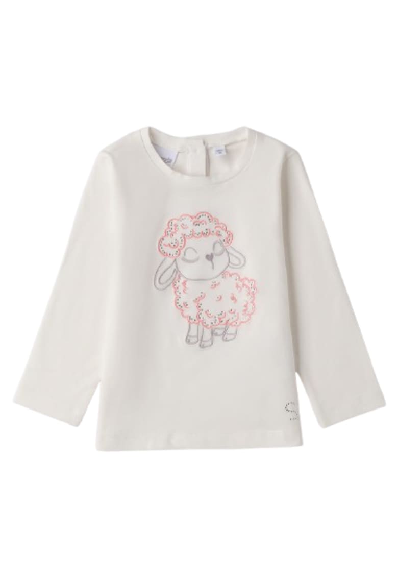 Bluza din Bumbac Peach-Touch cu Broderie Oita si Strass-uri