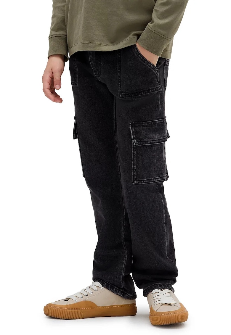 Blugi cargo regular fit - Negru