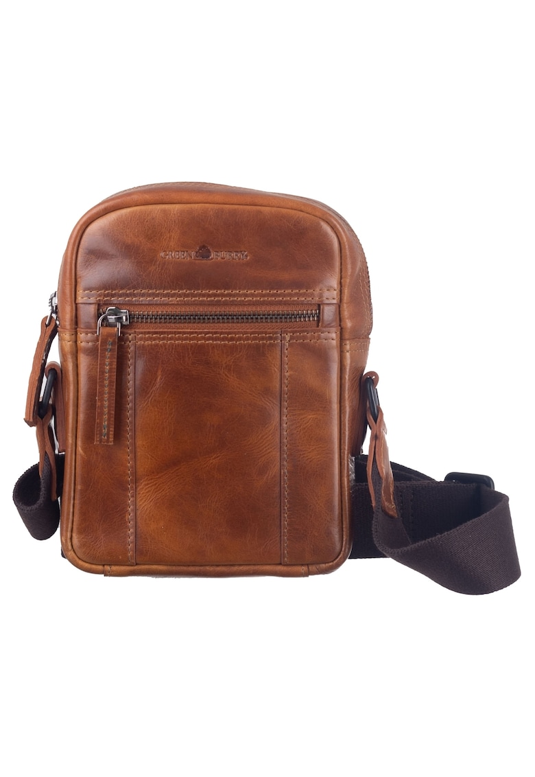 Geanta umar barbati piele naturala coniac 17 x 20.5 x 5.5 cm - Newport - Coniac
