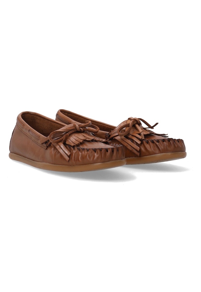 Pantofi loafer din piele cu franjuri - Maro