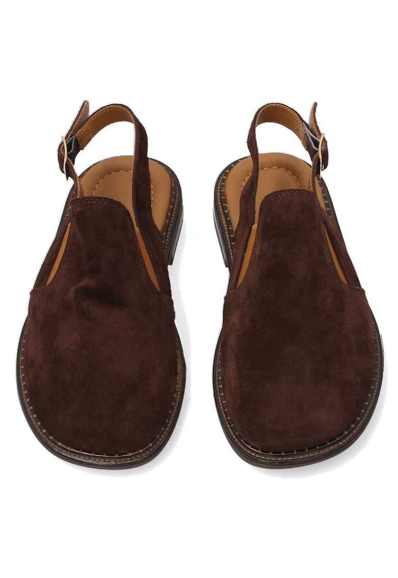 Pantofi loafer din piele intoarsa cu bareta slingback