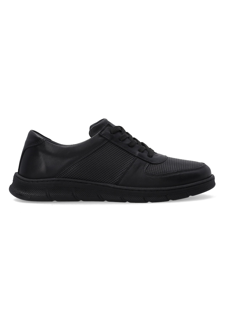 Pantofi sport din piele cu aspect perforat si profil jos
