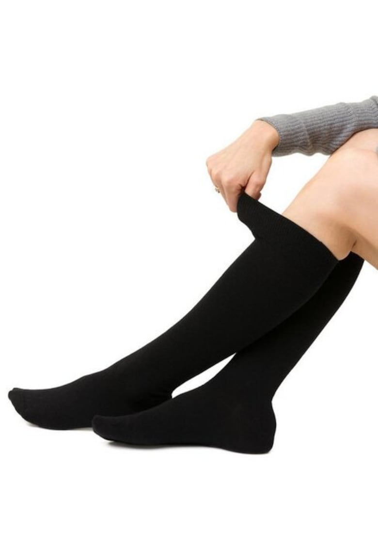 Sosete lana merinos negre lungi sub genunchi S130 - Negru