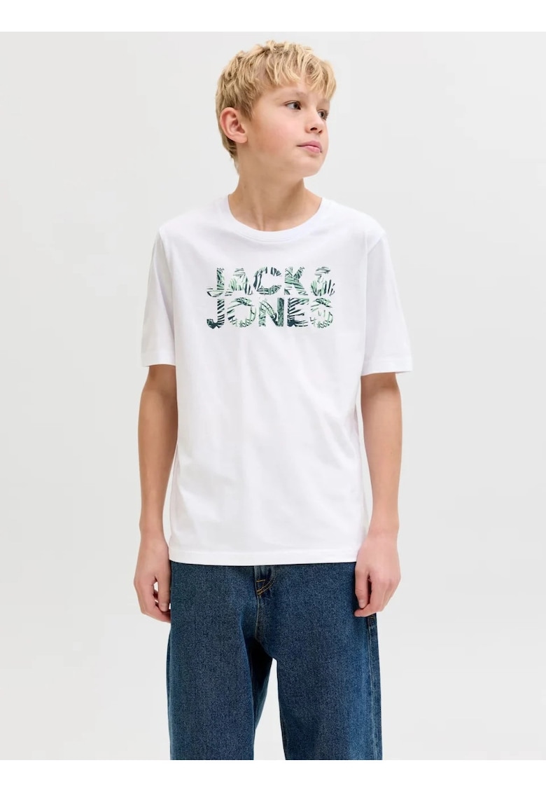 Tricou din bumbac organic cu imprimeu logo - Alb