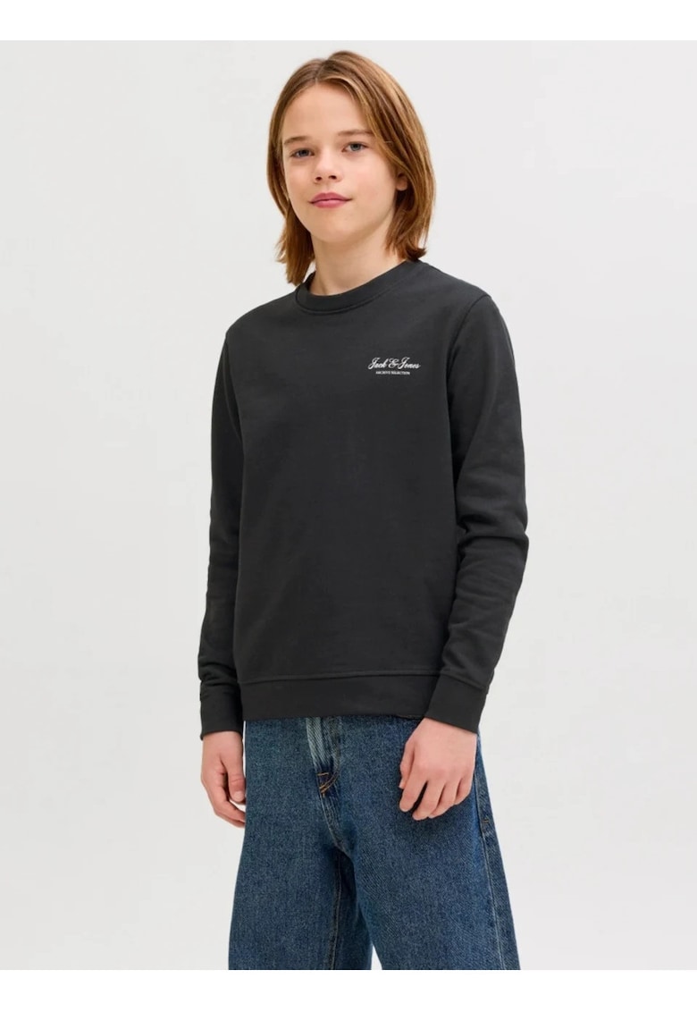 Bluza baieti - Relaxed fit - cu decolteu la baza gatului - Negru -