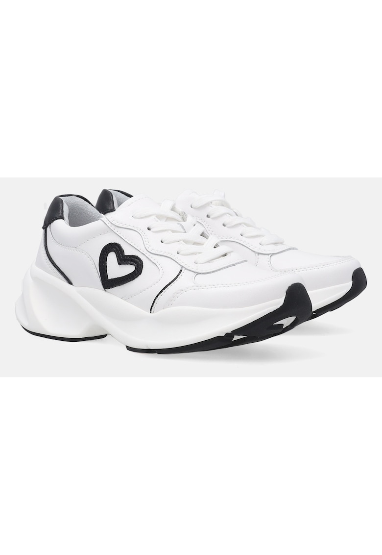 Pantofi sport din piele naturala cu aplicatie in forma de inima